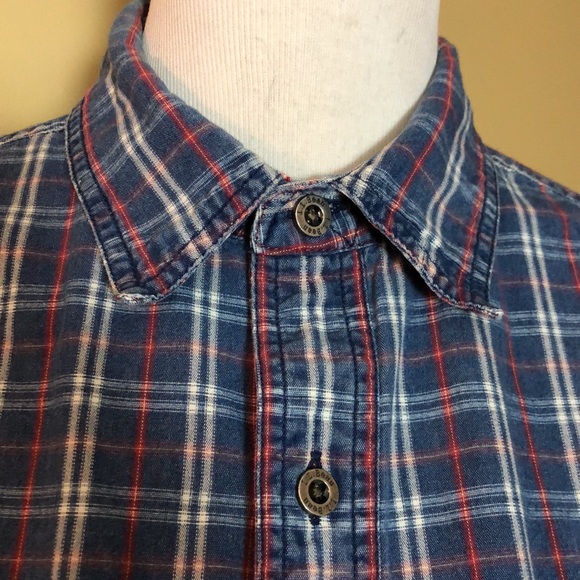 LL BEAN size Medium TALL Plaid 100% Cotton Silver metal logo Buttondown $78 NEW - Picture 12 of 16
